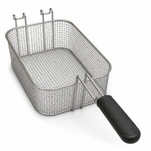 سلة قلي شبكية ستانلس ستيل بمقبض حراري للقلايات العميقة Stainless Steel Deep Fryer Basket with Heat-Resistant Handle